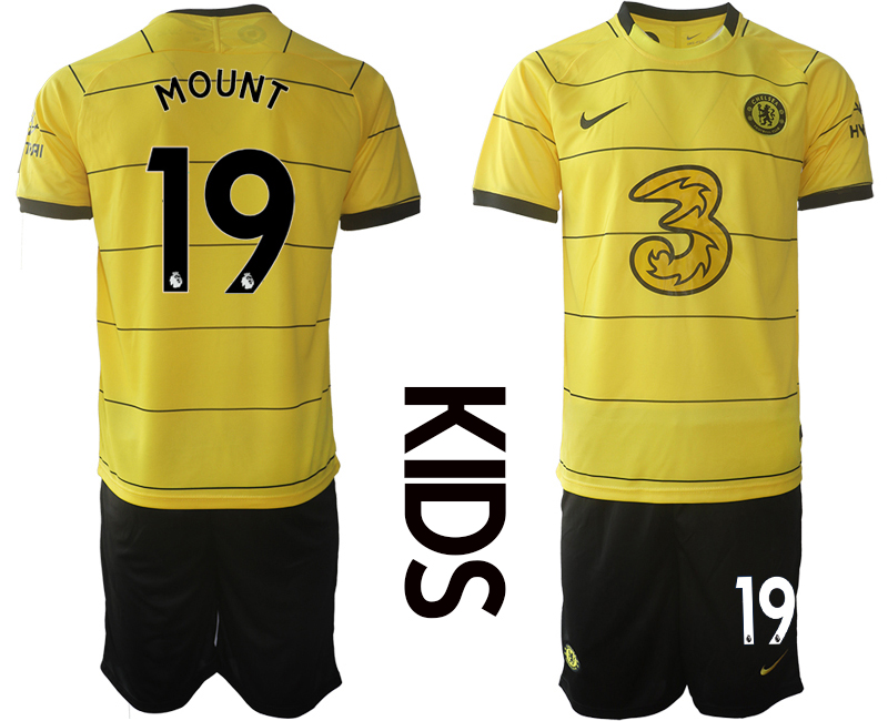 Youth 2021-2022 Club Chelsea away yellow #19 Soccer Jersey->youth soccer jersey->Youth Jersey
